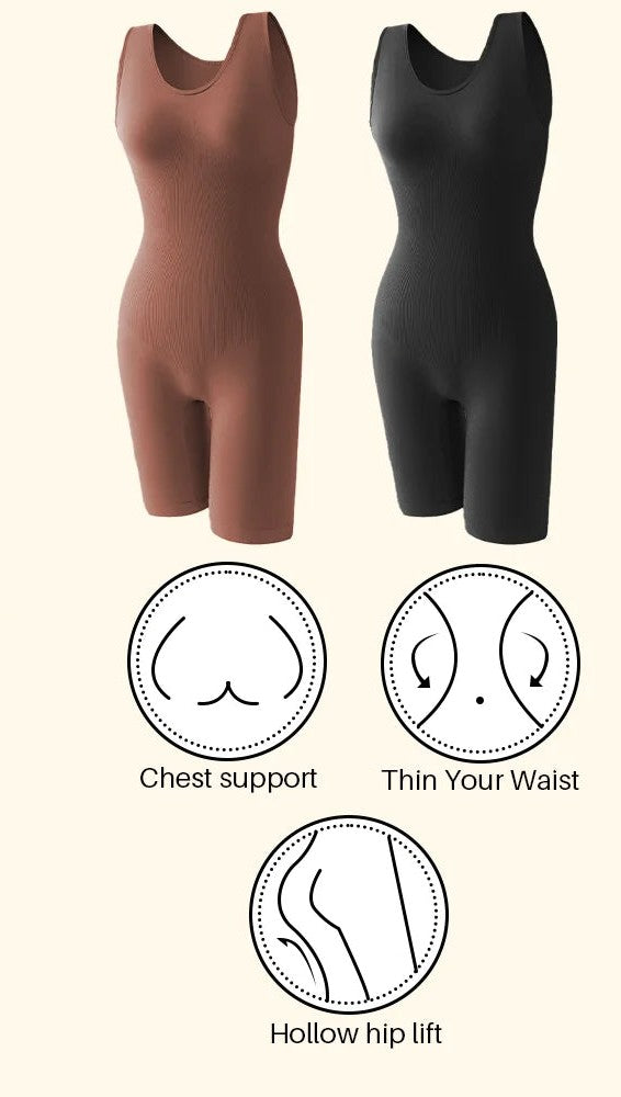 Combinaison gainante intégrale – Sculpture de la taille et des cuisses, large maintien au niveau des épaules, tissu seamless ultra-confort pour une silhouette affinée.